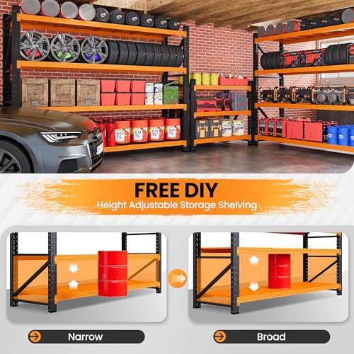 79” Wide Heavy Duty Metal Garage Shelving, Adjustable Storage Shelf - Image 4