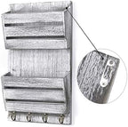 Wood Mail Organizer Wall Mount, Mail and Key Holder - Image 4