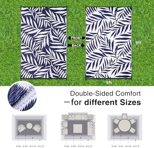 OLANLY Outdoor Rug 6x9 ft Waterproof Reversible Leaf Mat - Image 2