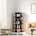 SpaceAid 5 Tier Rotating Shoe Rack Tower, Spinning Shoe Display Lazy Susan - Image 6
