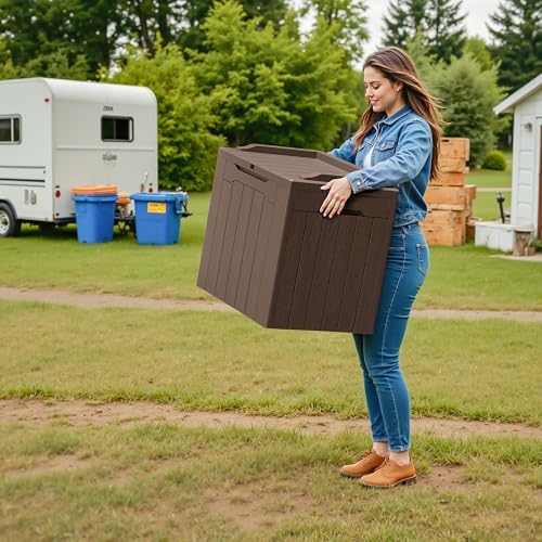 Devoko 30 Gallon Resin Deck Box 2 Pack Outdoor Indoor Waterproof Storage Box - Image 6