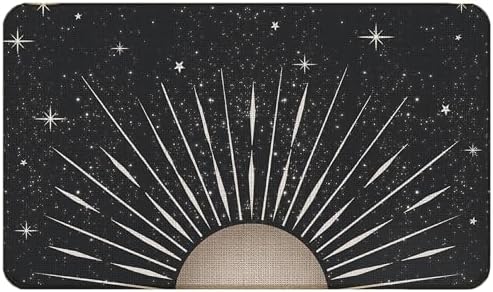 Boho Celestial Moon Star Doormat 16X24inch, Mystical Cosmic Neutral Floor Mat by Unknown