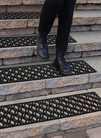 Rubber Stair Treads Non-Slip Outdoor 35”x10” – Hexagon Anti-Slip Step Mat by Finehous
