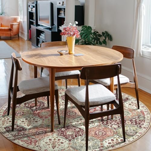 Lahome Moroccan Washable Round Area Rug, Soft Round Rug 5ft Non-Slip - Image 3