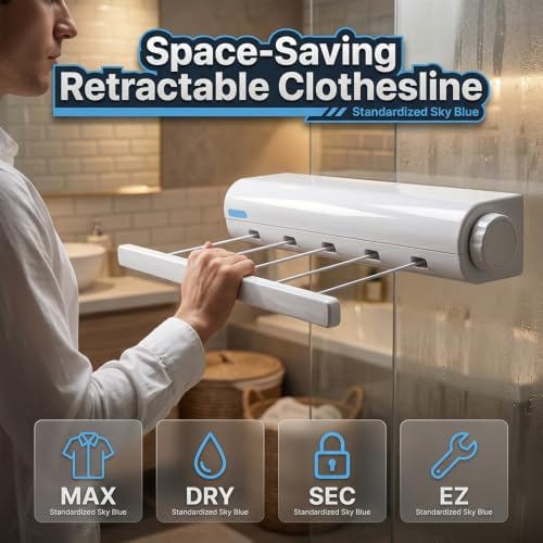 Retractable Multi-Line Clothesline Dryer, Automatic 4/5 Ropes Telescopic Indoor - Image 4
