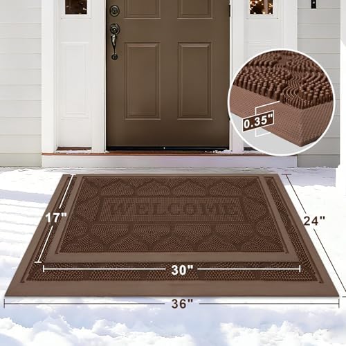 FRAMICS Front Door Mat Outside Entrance, Rubber Door Mats Welcome 24"x36" - Image 3