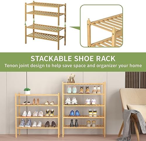 ROMGUAR CRAFT 4 Tier Bamboo Shoe Rack - Image 5
