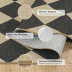 Lessymo Checkered Easy Jute 5x7 Rugs, Washable Patio Rug - Image 6