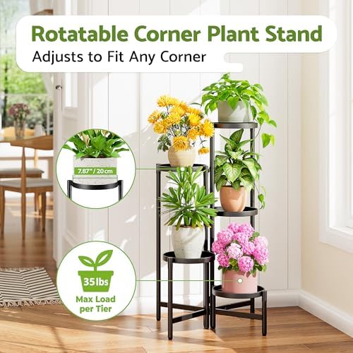 Tall Plant Stand Indoor Outdoor, Corner Metal Flower Pot Stands - Image 2