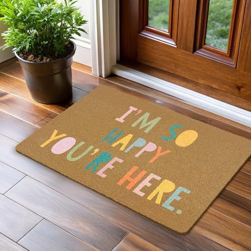 Boho Classroom Coir Door Mats Outdoor, Everyone is Welcome Here Rainbow Front - Image 4