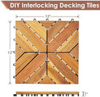 PrimeZone 54 PCS Solid Acacia Wood Interlocking Patio Deck Tiles Outdoor - Image 2