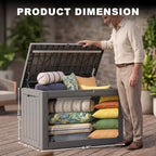 150 Gallon Deck Box, Lockable Waterproof Resin Outdoor Storage Box, - Image 2