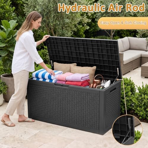 180 Gallon Outdoor Storage Box, Large Waterproof Patio Deck Box - Image 4