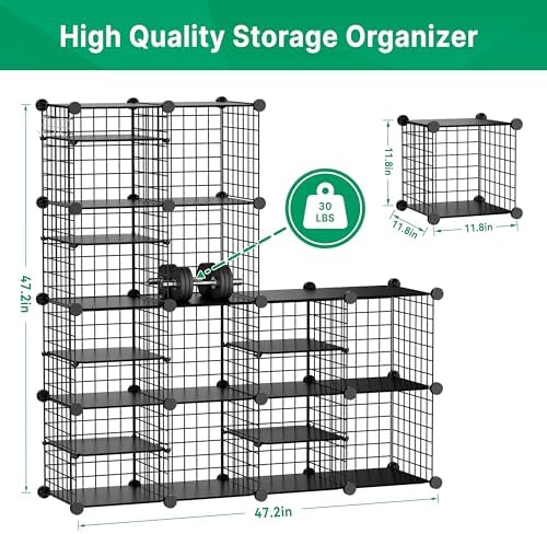 Wire Cube Storage Organizer, 12 Cubes Converted into 14 Cubes, Sturdy Metal - Image 3