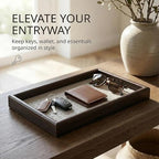 Wooden Valet Tray with Leather Base - Image 2