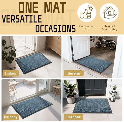 Yimobra Indoor Outdoor Mats for Front Door, Mix Blue - Image 6