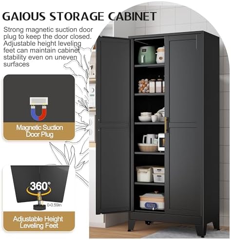 GAIOUS 75.2" Tall Storage Cabinet, Metal Pantry Storage Cabinets - Image 5