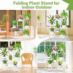 iDavosic.ly 7 Tier Folding Plant Stand Indoor Outdoor, Plastic Tray - Image 6
