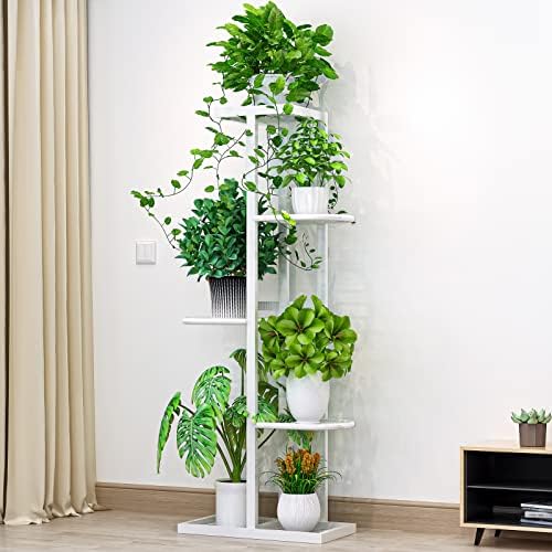 LINZINAR Plant Stand Metal 5 Tier 6 Potted Multiple Flower Pot Holder Shelf - Image 3