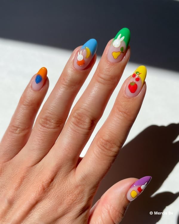 Miffy's Fresh Fruit Nail Stickers - Lightweight & Easy-to-Apply Nail Art with Trendy Designs - Durable & Long-Lasting Nail Stickers for Women, Ideal for DIY Manicures & Salon-Quality Nails