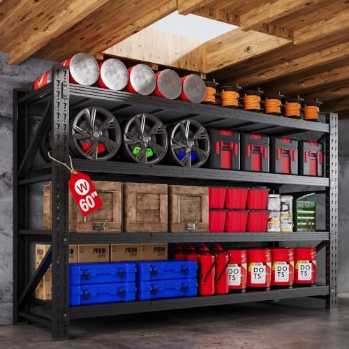 60” Wide Heavy Duty Metal Garage Shelving, Adjustable Storage Shelf by AFAIF