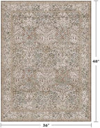 Vintage Moss Green Entryway Rug, 3x4 Washable Area Rugs - Image 2