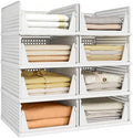 Pinkpum 8 Pack Closet Organizer Storage Bins Stackable Plastic Drawer Shelf by Pinkpum