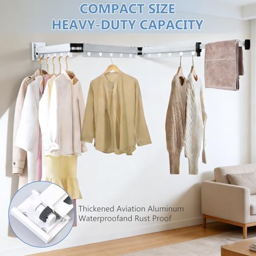 Clothes Drying Rack Wall Mounted, 3-Fold Space-Saving Drying Rack Clothing - Image 4