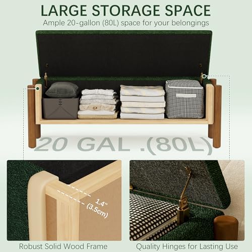 Modern Storage Benches with Walnut Wood Legs, Fabric Upholstered Entryway Bench - Image 6