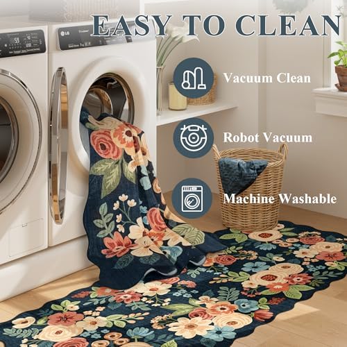 DUKINO 3x8 Kitchen Runner Rug, Floral Washable Rug - Image 7