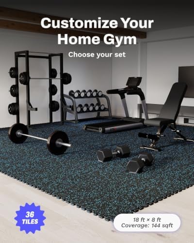 AIRHOP 0.56in Thick 144 Sq Ft Exercise Equipment Mats, 36 Tiles Upgraded Rubber - Image 4