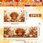 Fall Kitchen Mat Set of 2, Autumn Pumpkin Highland Cow Kitchen Rug - Image 3