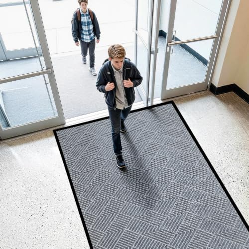 Front Door Mat Outside Entrance, 4x6ft Oversized Rubber Doormat, Large Low by PEADEEAS