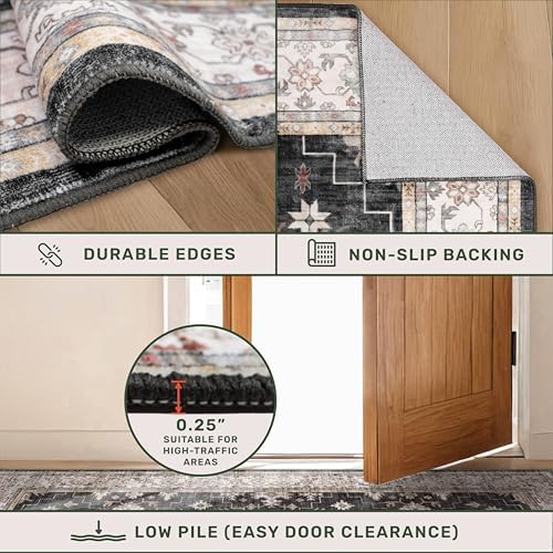 Dark Washable Long Runners for Hallways, Entryway Indoor Rug, Non Slip Rubber - Image 5