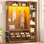 Itaar Hall Tree with Bench and Shoe Storage, Farmhouse Entryway Bench with Coat by Itaar