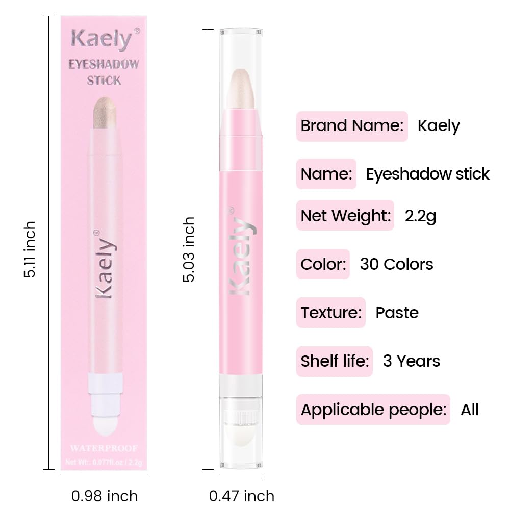 evpct 2Pcs Cream Eye Shadow Brightener Sticks Set for Eyes Waterproof, Pearl White & Pearl Shimmer Cream Eyeshadow Applicator Stick Long Lasting Pigmented Eye Makeup sombras en crema para ojos 1+18