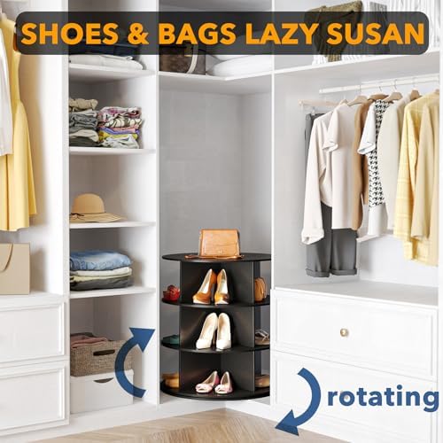 SpaceAid 3 Tier Rotating Shoe Rack Tower, Spinning Shoe Display Lazy Susan - Image 4