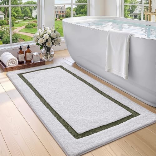 Color&Geometry White Bathroom Rugs 43x24, Extra Soft Absorbent Microfiber Bath by COLORG