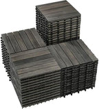 PrimeZone 54 PCS Solid Acacia Wood Interlocking Patio Deck Tiles Outdoor by PrimeZone