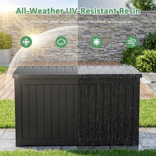 PatioZen 310 Gallon Deck Box Lockable Waterproof UV Resistant Black - Image 3