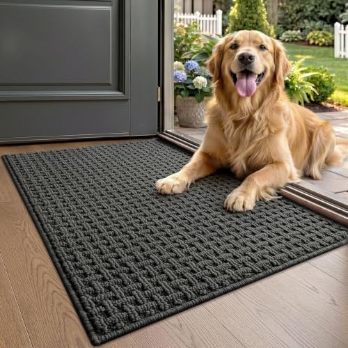LUMI Washable Indoor Door Mat for Entryway 24x36, Entrance Mat, Deep Gray by LUMI