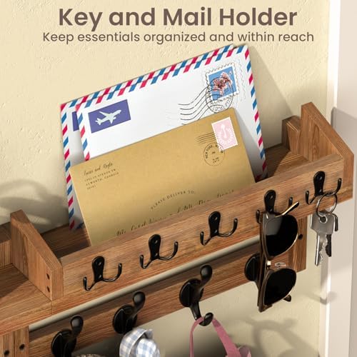 35'' Brown Coat Rack Wall Mount - Image 6