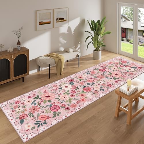 DUKINO 3x10 Runner Rug, Floral Washable Kitchen Runner Rug Non Slip - Image 3