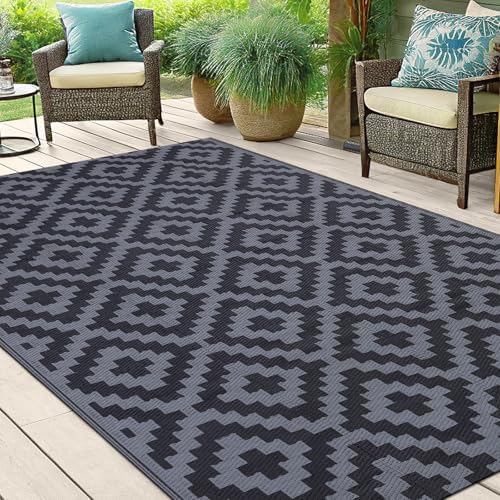 Smiry Outdoor Rug 5x8 ft Waterproof Reversible Boho Mat - Image 6