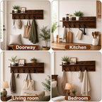 Wooden Wall Mounted Coat Rack for Entryway, Coat Rack Wall Mount - Image 2