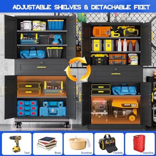 GAIOUS 74” Tall Metal Garage Storage Cabinet - Image 4