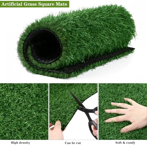 TURSTIN 18 Pieces Artificial Grass Mat 12 x 12 Inch Synthetic Grass Square Mats - Image 3