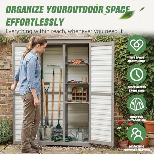 Outdoor Storage Cabinet – Store More in Less Space, Tall Vertical Garden Tool - Image 6