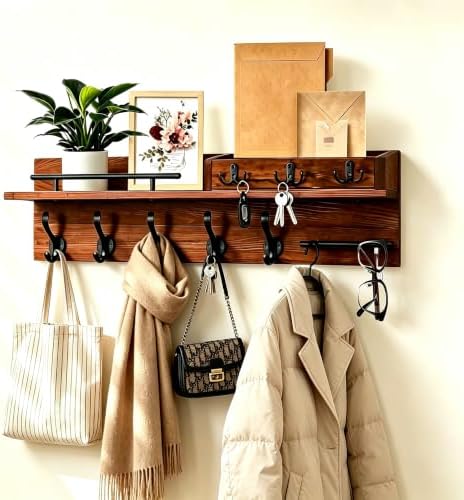 Wooden Wall Mounted Coat Rack for Entryway, Coat Rack Wall Mount by GUDGIchoiceforfamilylife