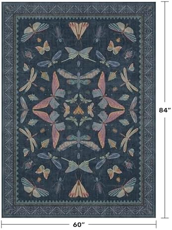 5x7 Navy Blue Boho Rugs for Living Room, Stain Resistant Non Slip Area Rug for - Image 2